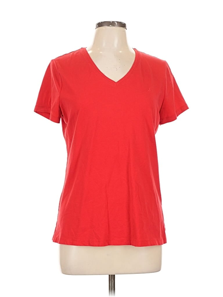 Pre-owned Nautica Short Sleeve Top Red V Neck Tops