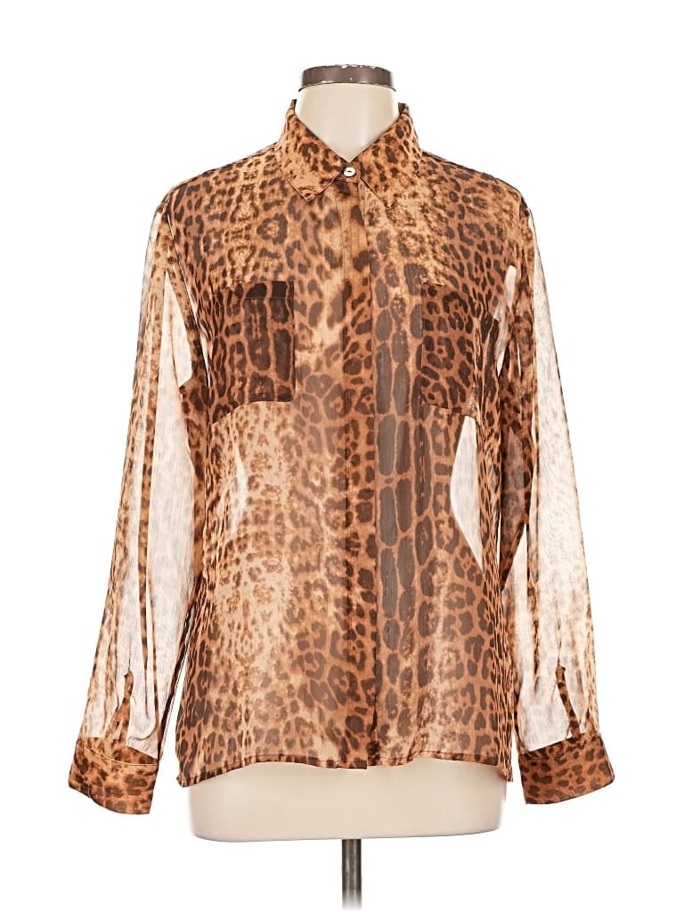Pre-owned Chico's Long Sleeve Blouse In Brown