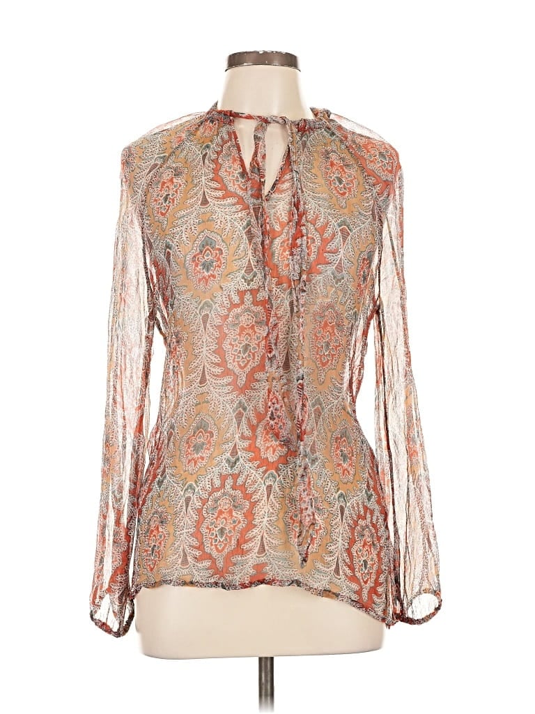 Pre-owned Lucky Brand Long Sleeve Blouse In Orange