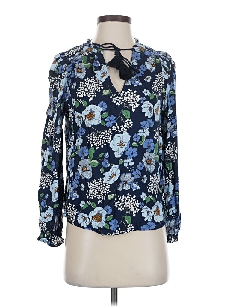 Pre-owned Lucky Brand Long Sleeve Blouse In Blue