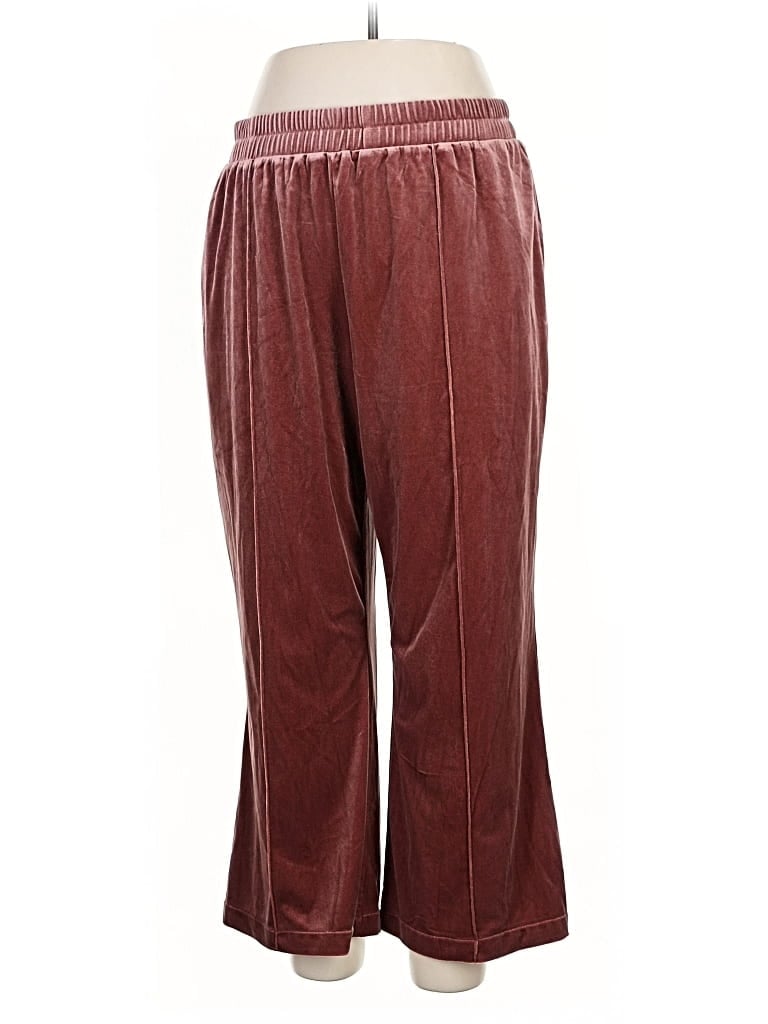 Pre-owned Assorted Brands Velour Pants In Burgundy