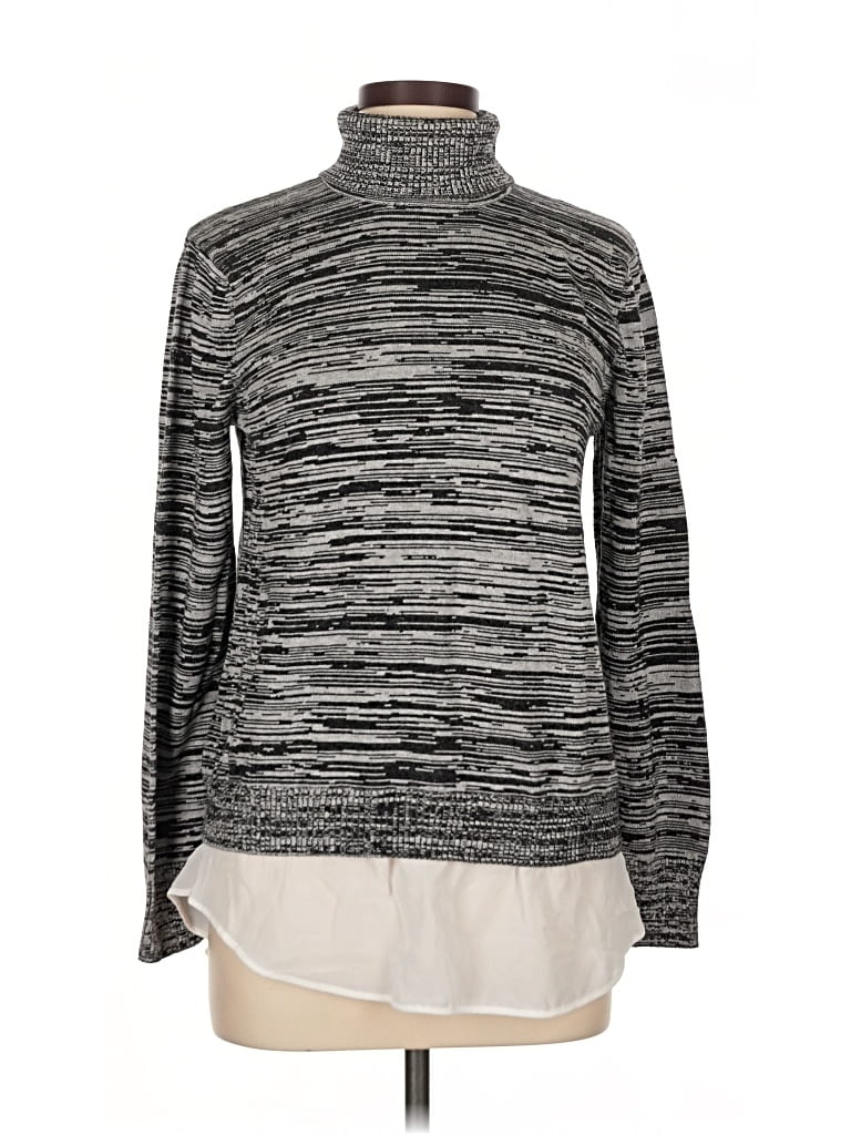 Pre-owned Cable & Gauge Turtleneck Sweater In Gray