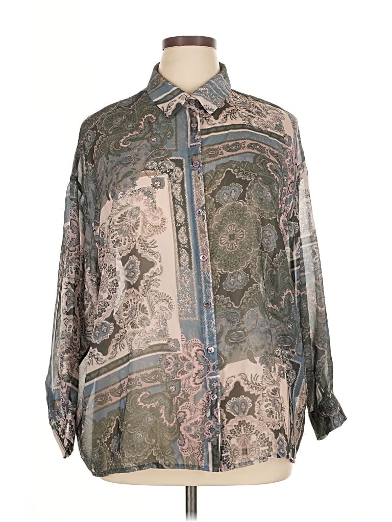 Pre-owned Asos Design 3/4 Sleeve Blouse In Gray