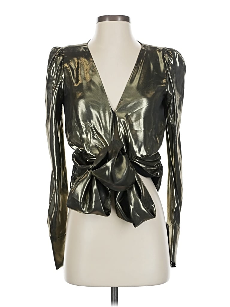 Pre-owned Wayf Long Sleeve Blouse In Silver