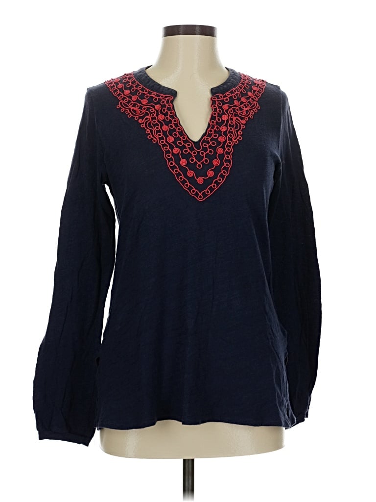 Pre-owned Lucky Brand Long Sleeve Blouse In Blue