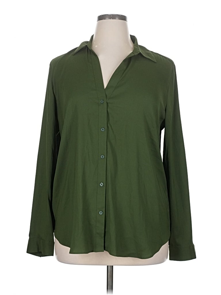 Pre-owned Ann Taylor Long Sleeve Blouse In Green