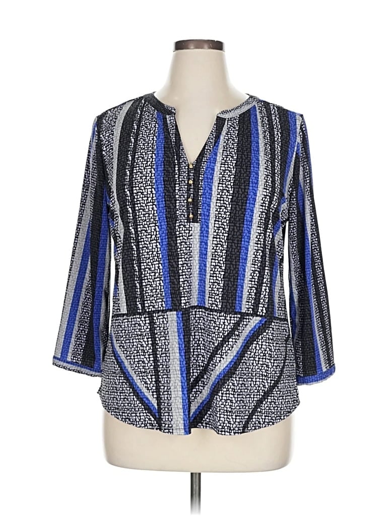 Pre-owned Dana Buchman 3/4 Sleeve Blouse In Blue
