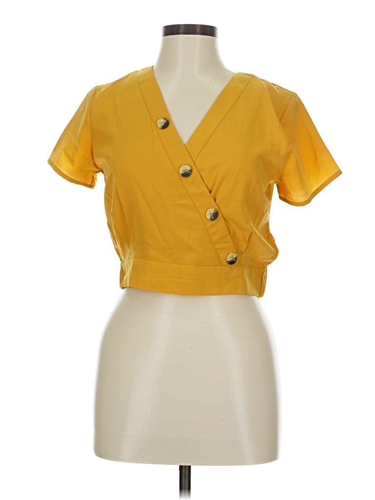 Pre-owned Derek Heart Short Sleeve Blouse In Yellow