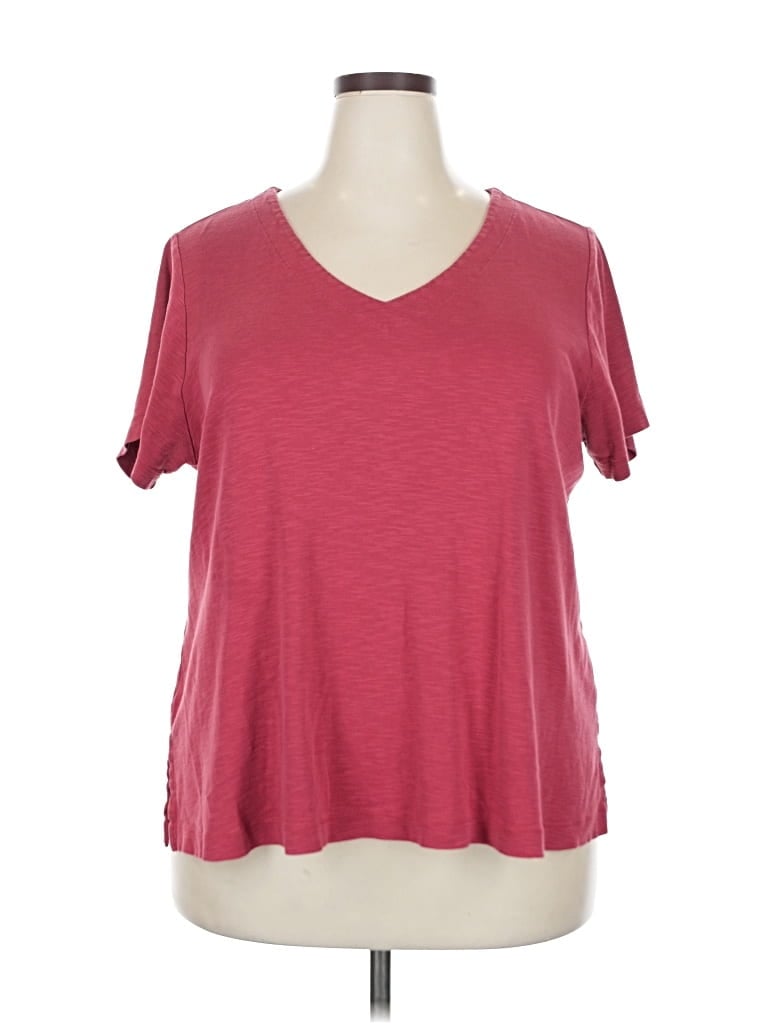 Pre-owned Jjill Short Sleeve T-shirt In Burgundy