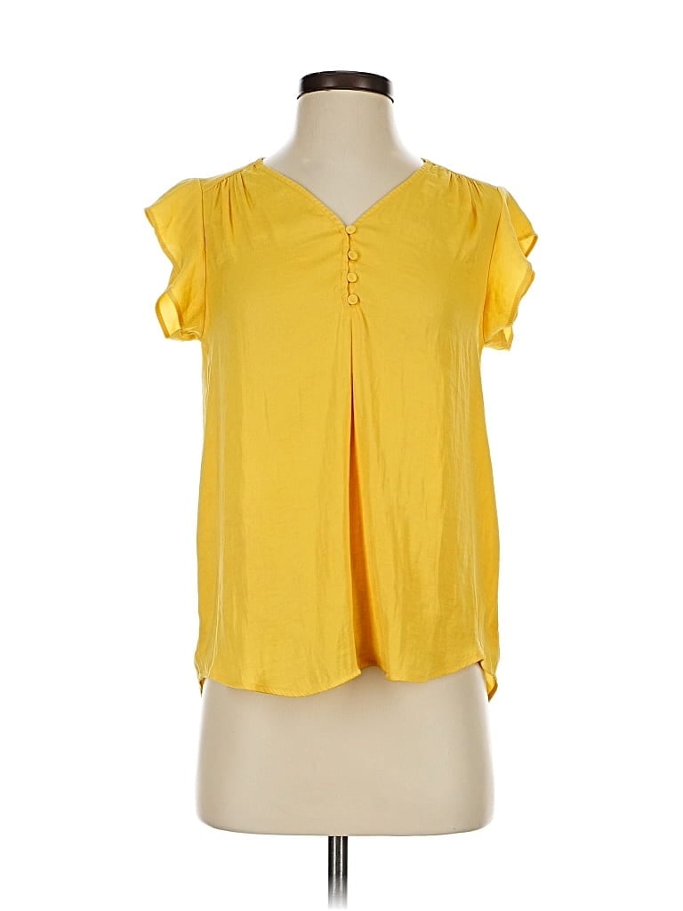 RACHEL ZOE TJX Pre-owned Short Sleeve Blouse In Yellow