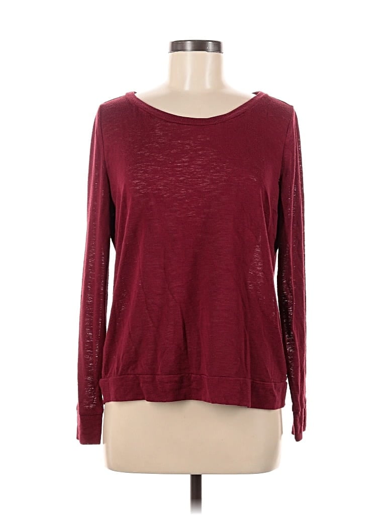 Pre-owned Victoria's Secret Long Sleeve T-shirt In Burgundy