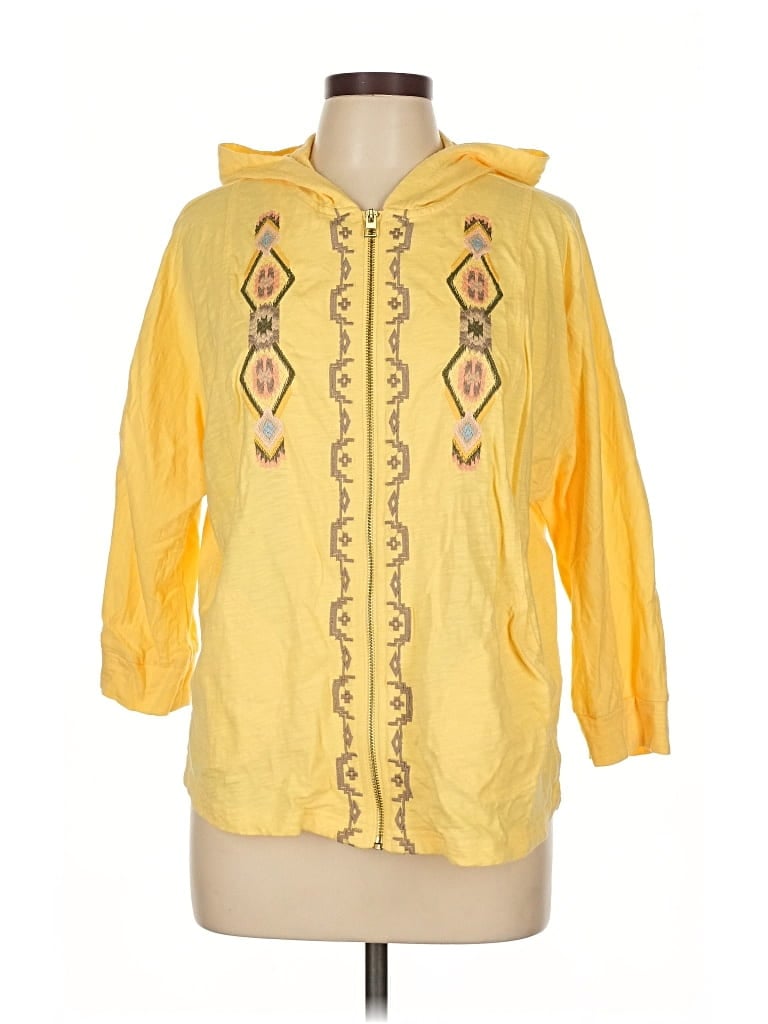 Pre-owned Zenergy By Chico's Cardigan Sweater In Yellow