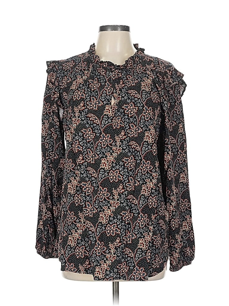 Pre-owned Ann Taylor Loft Long Sleeve Blouse In Black