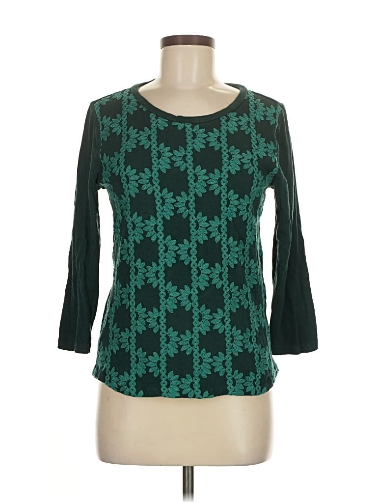 J.CREW FACTORY STORE Pre-owned 3/4 Sleeve Top Green Square Neckline Tops