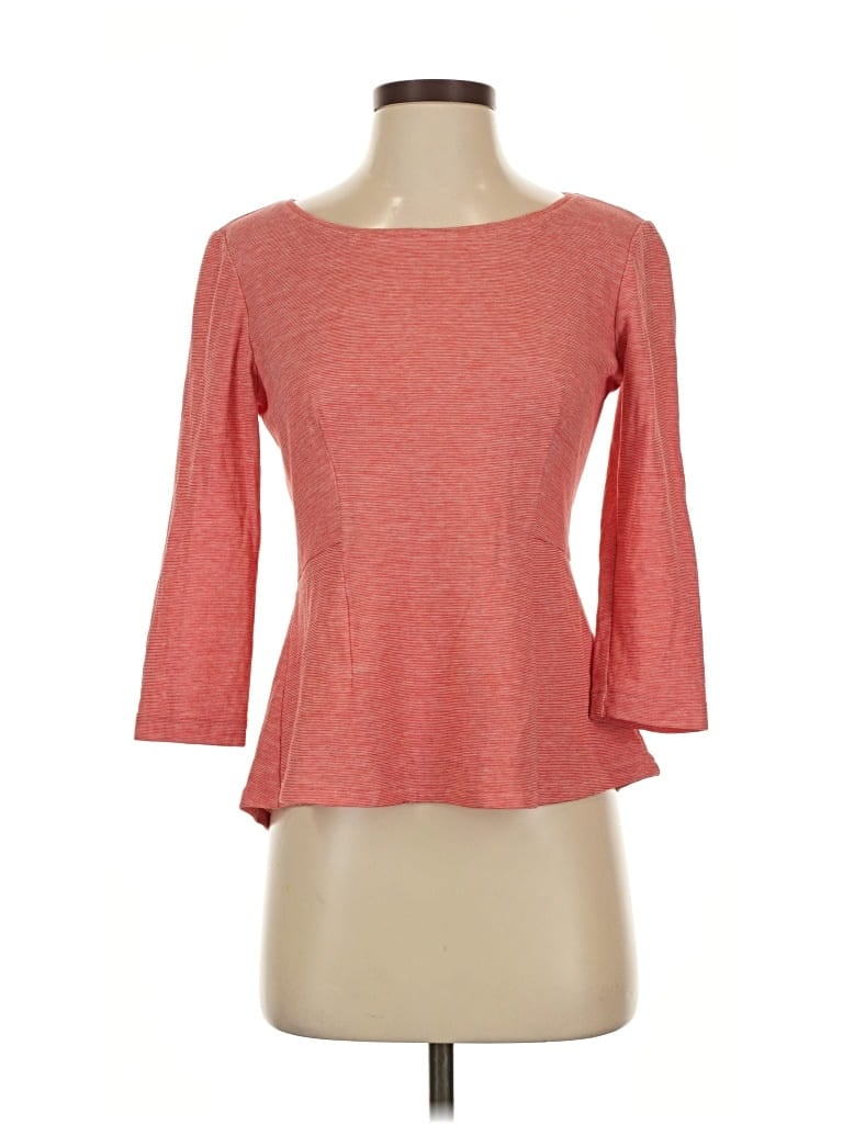 Pre-owned Lafayette 148 3/4 Sleeve Top Red Boatneck Tops