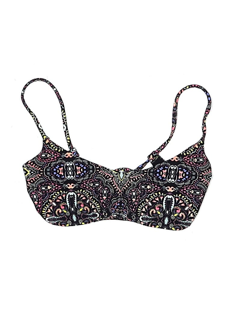 Pre-owned Hollister Swimsuit Top Black Floral Pattern Sweetheart Neckline Swimwear