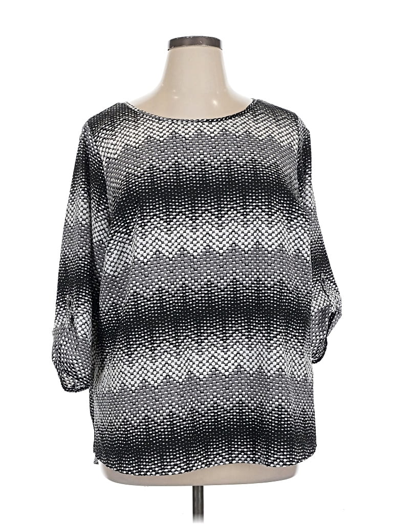 Pre-owned Croft & Barrow 3/4 Sleeve Blouse In Silver