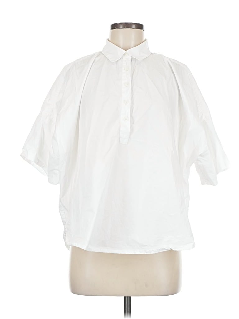 Pre-owned Ann Taylor Loft Short Sleeve Blouse In White