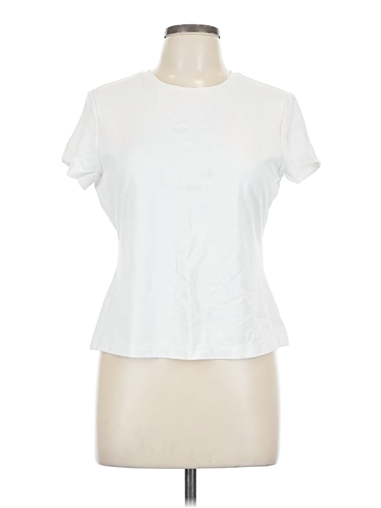 Pre-owned Adrienne Vittadini Short Sleeve Top White Crew Neck Tops