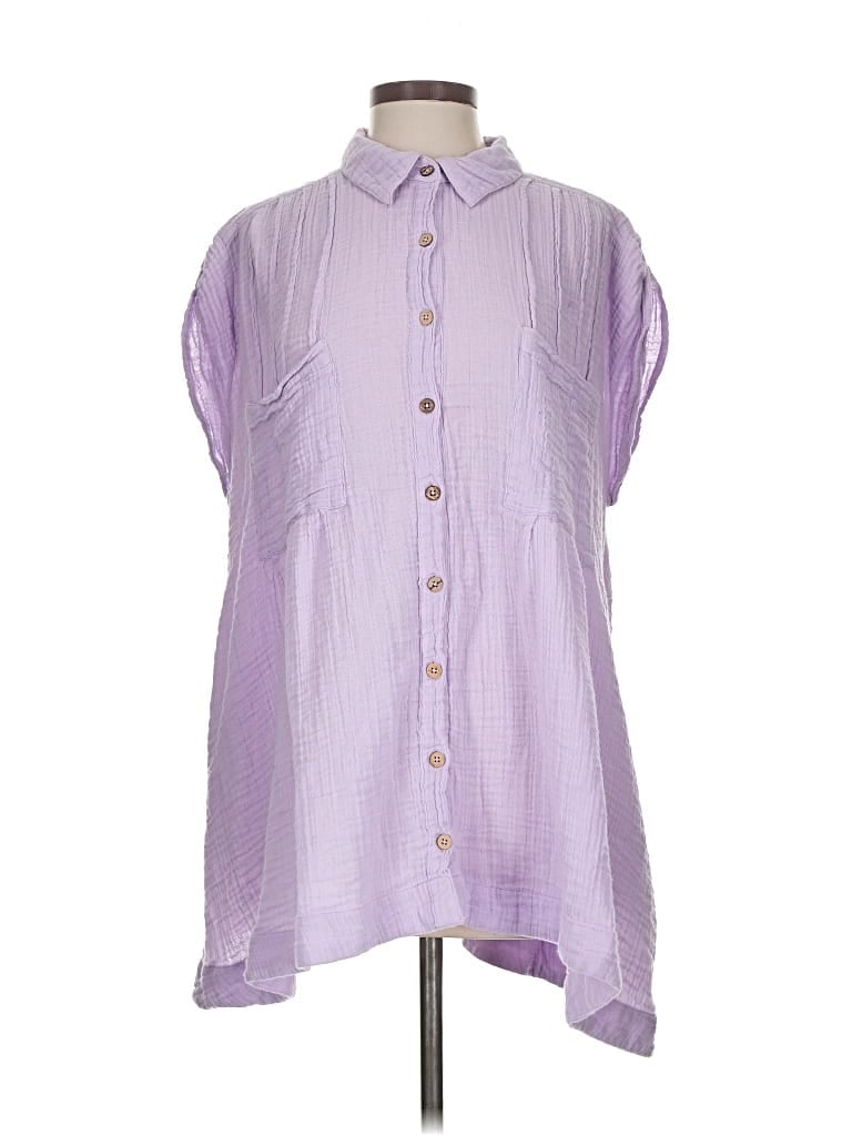 Pre-owned Free People Sleeveless Button Down Shirt In Purple