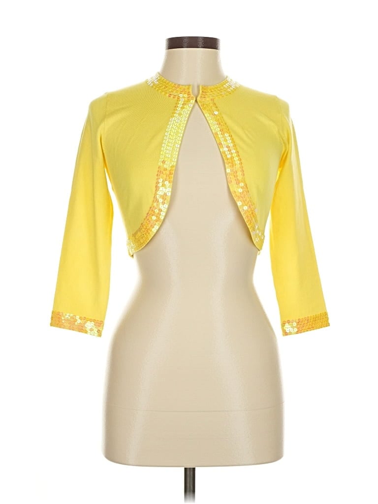 Pre-owned Boston Proper Cardigan Sweater In Yellow