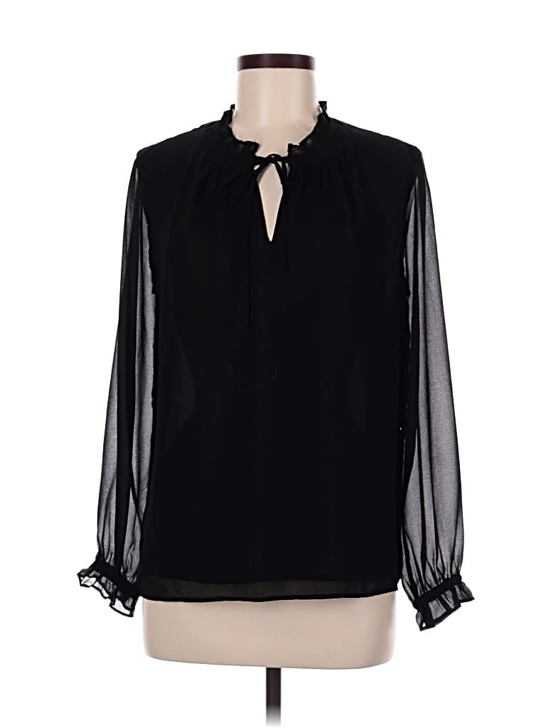 Pre-owned Ann Taylor Long Sleeve Blouse In Black