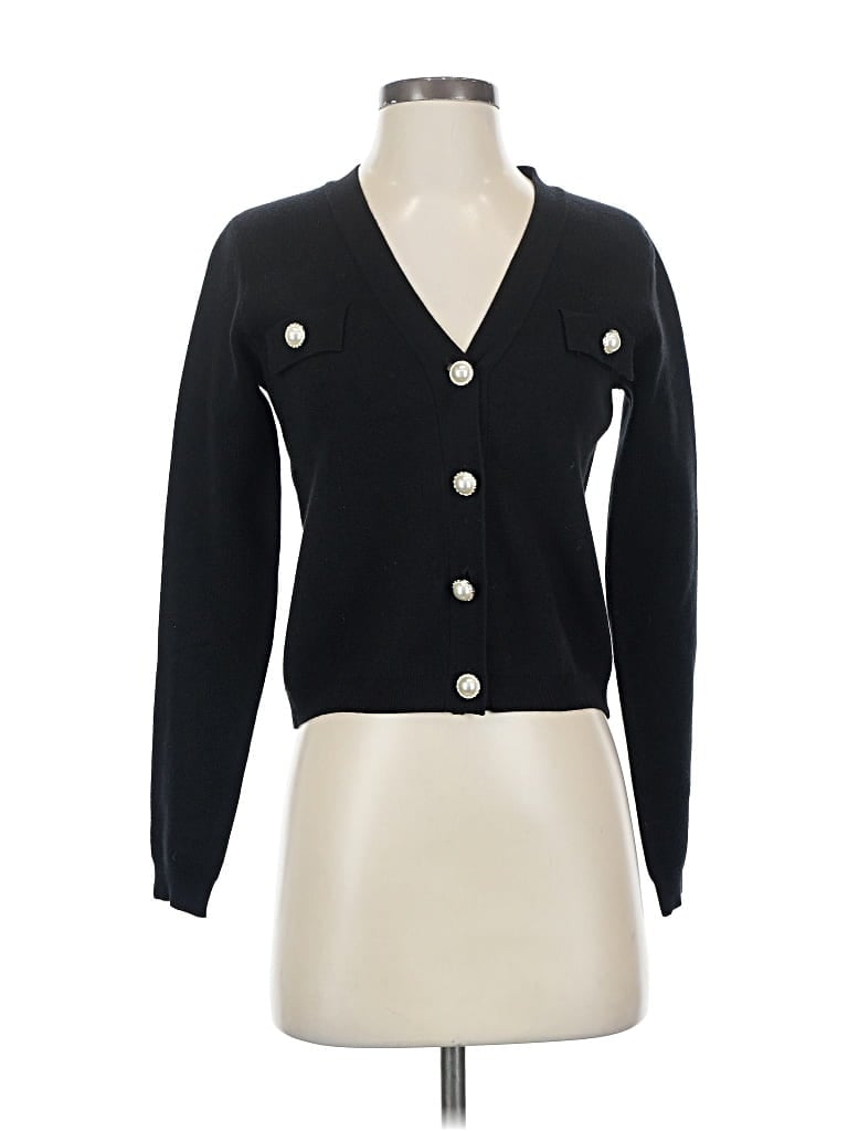 Pre-owned Carmen Marc Valvo Cardigan Sweater In Black