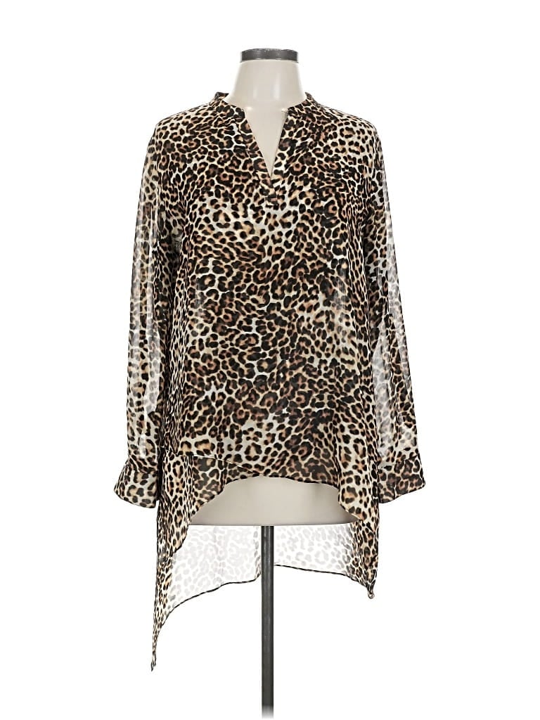 Pre-owned Chico's Long Sleeve Blouse In Brown