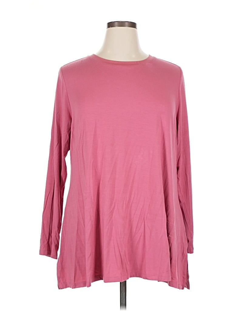H BY HALSTON Pre-owned Long Sleeve Top Pink Boatneck Tops