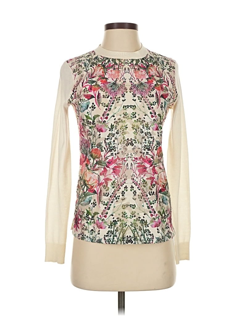 Pre-owned Ted Baker Long Sleeve Blouse In White