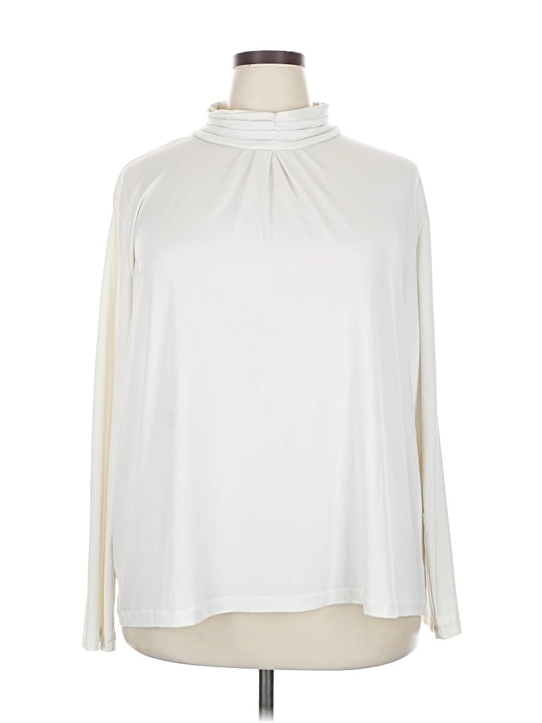Pre-owned Susan Graver Long Sleeve Blouse In White