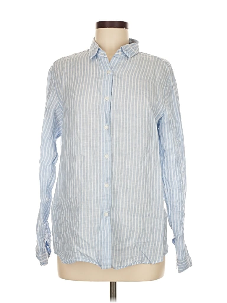 Pre-owned Uniqlo Long Sleeve Button Down Shirt In Blue