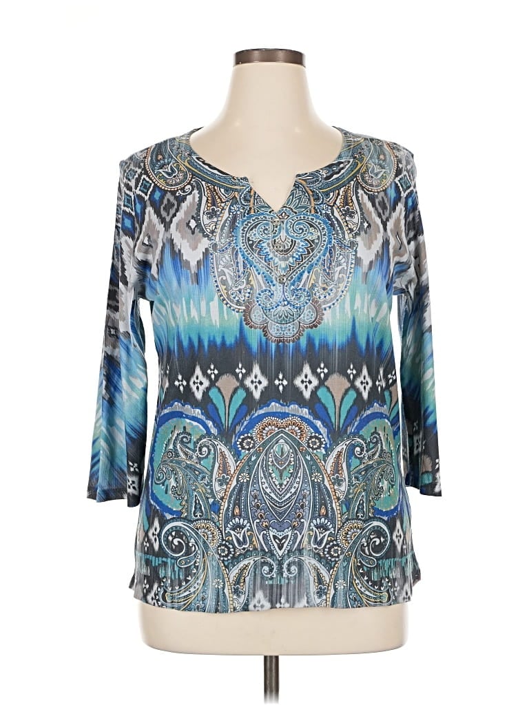 Pre-owned Style & Co 3/4 Sleeve Blouse In Blue
