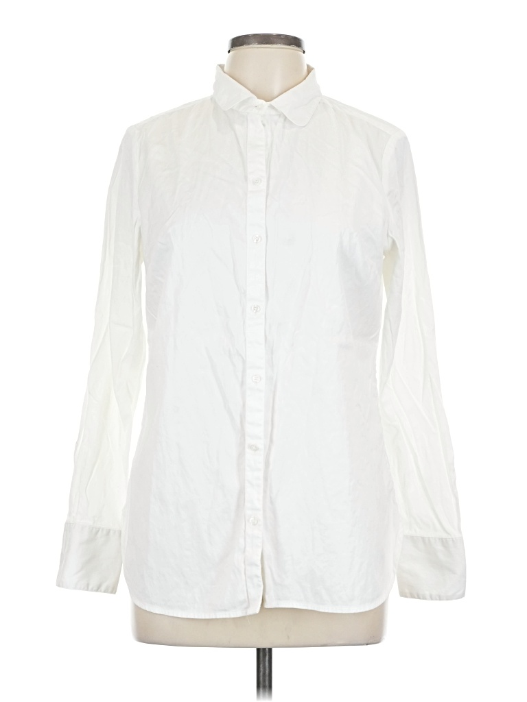 Pre-owned Ann Taylor Long Sleeve Button Down Shirt In White