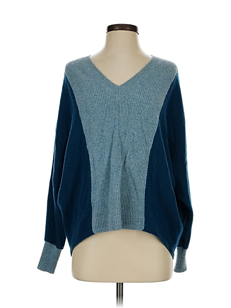 Pre-owned Garnet Hill Cashmere Pullover Sweater In Blue