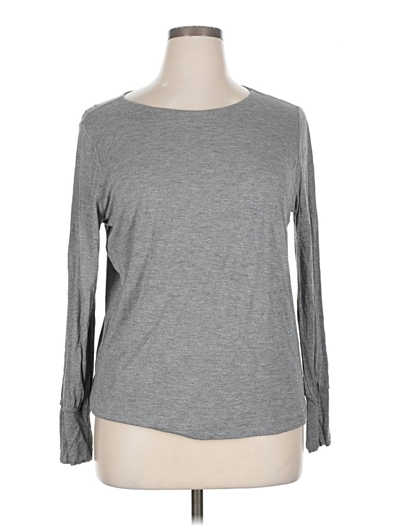 Pre-owned Ann Taylor Factory Long Sleeve T-shirt In Gray