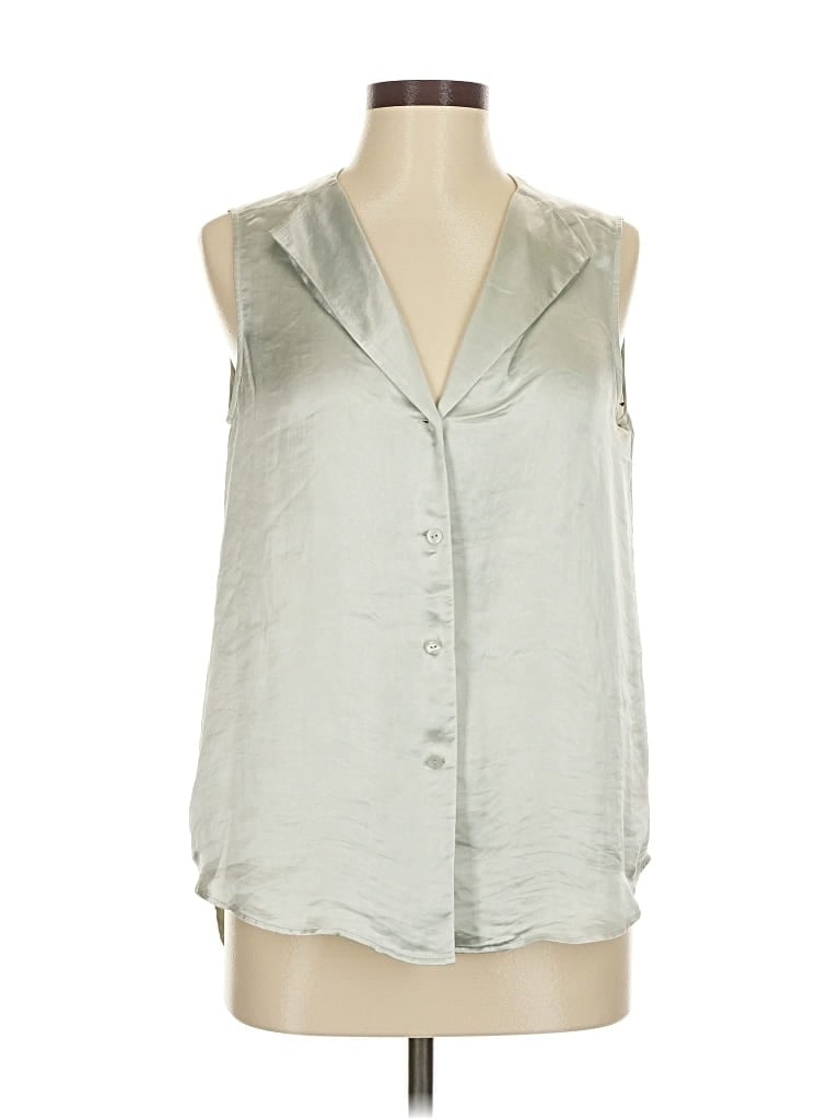 Pre-owned Theory Tank Top Silver Plunge Neckline Tops