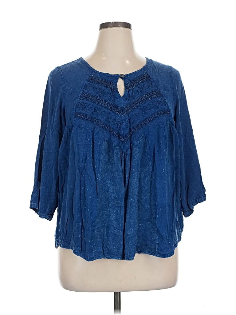 Pre-owned Avenue 3/4 Sleeve Blouse In Blue