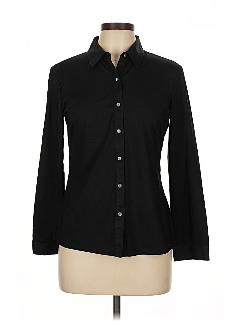 Pre-owned J. Mclaughlin Long Sleeve Button Down Shirt In Black