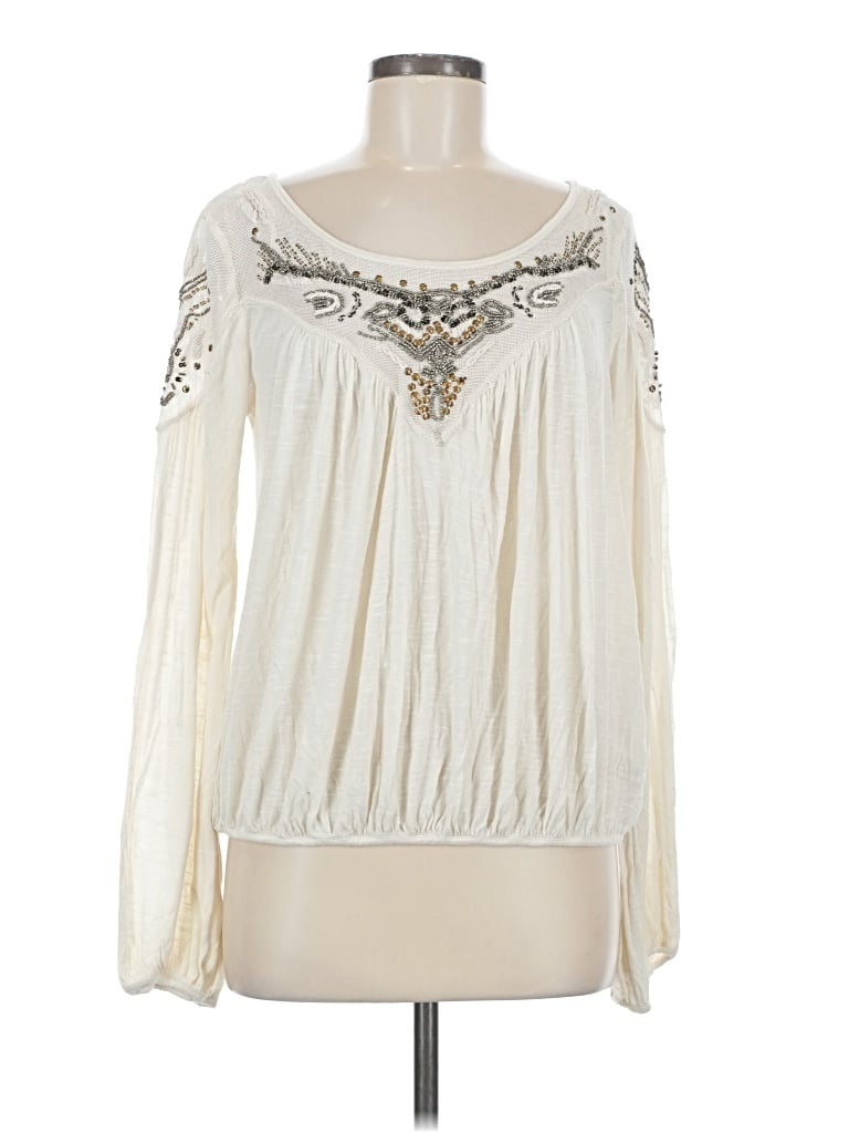 Pre-owned Free People Long Sleeve Blouse In White