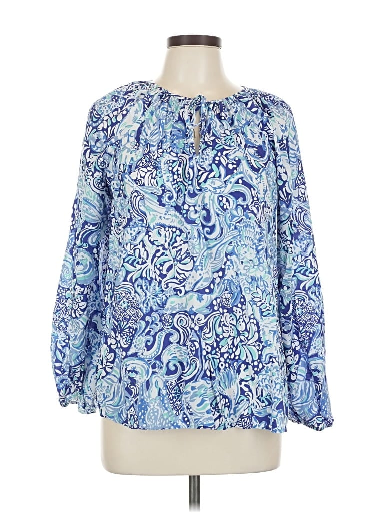 Pre-owned Lilly Pulitzer Long Sleeve Blouse In Blue