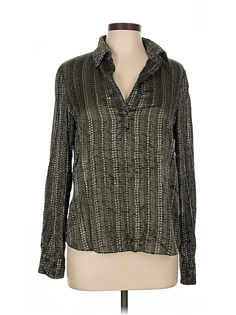 Pre-owned Gilner Farrar Long Sleeve Blouse In Gray