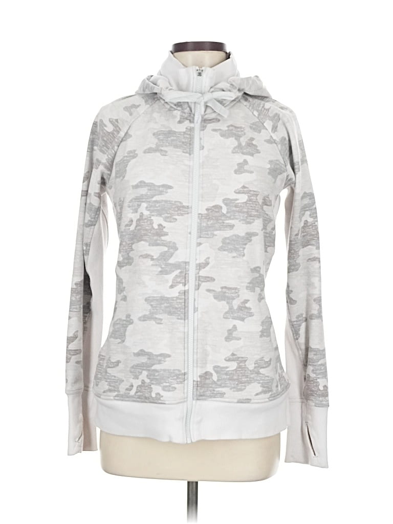 Pre-owned Athleta Zip Up Hoodie In Gray