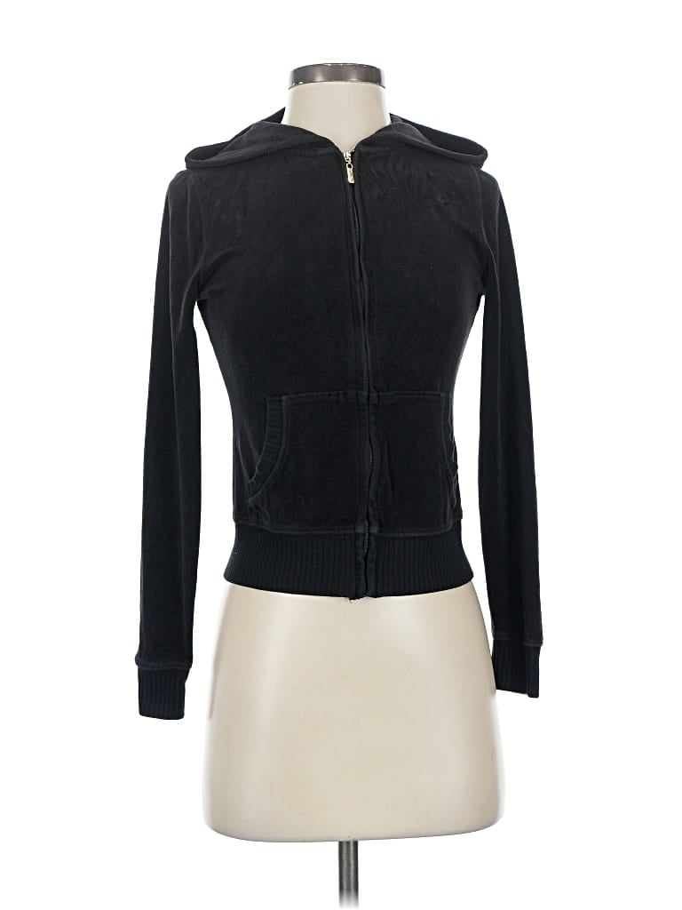 Pre-owned Victoria's Secret Zip Up Hoodie In Black