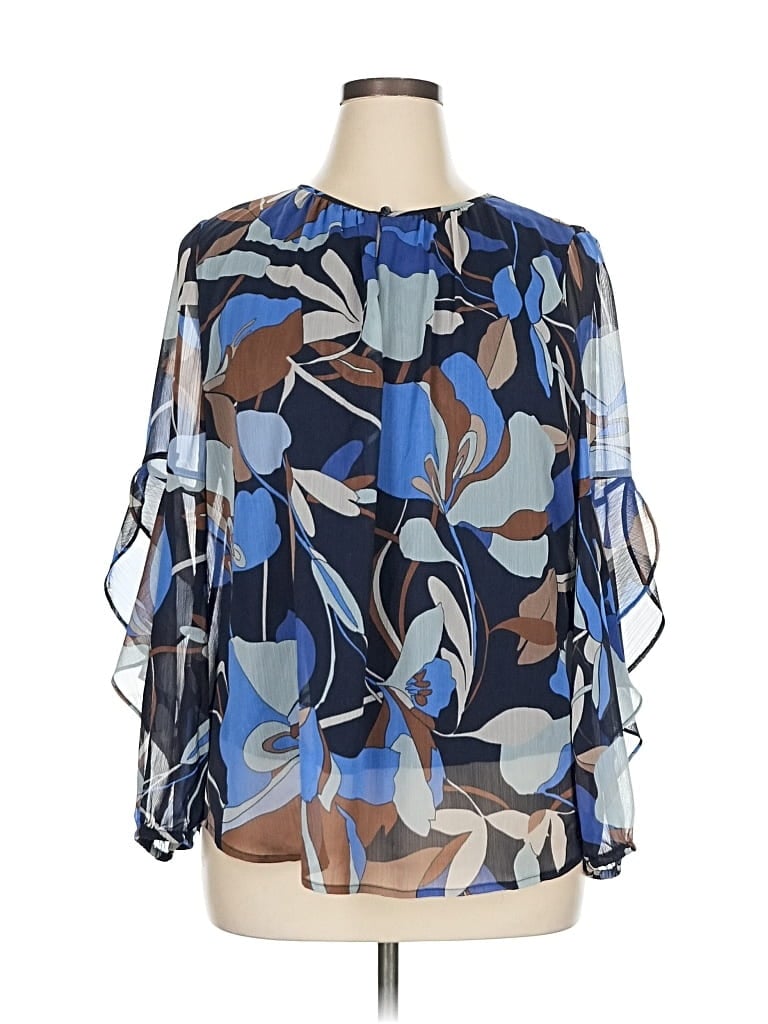 Pre-owned Chico's 3/4 Sleeve Blouse In Blue