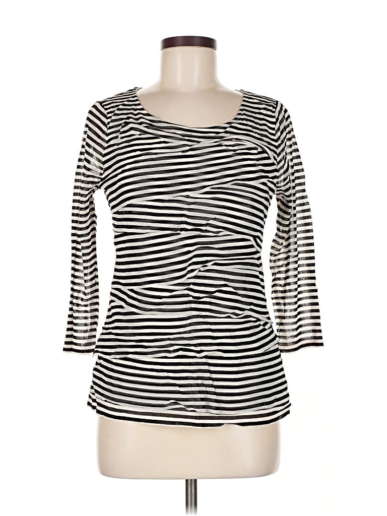 Pre-owned Alfani 3/4 Sleeve Top Black Scoop Neck Tops