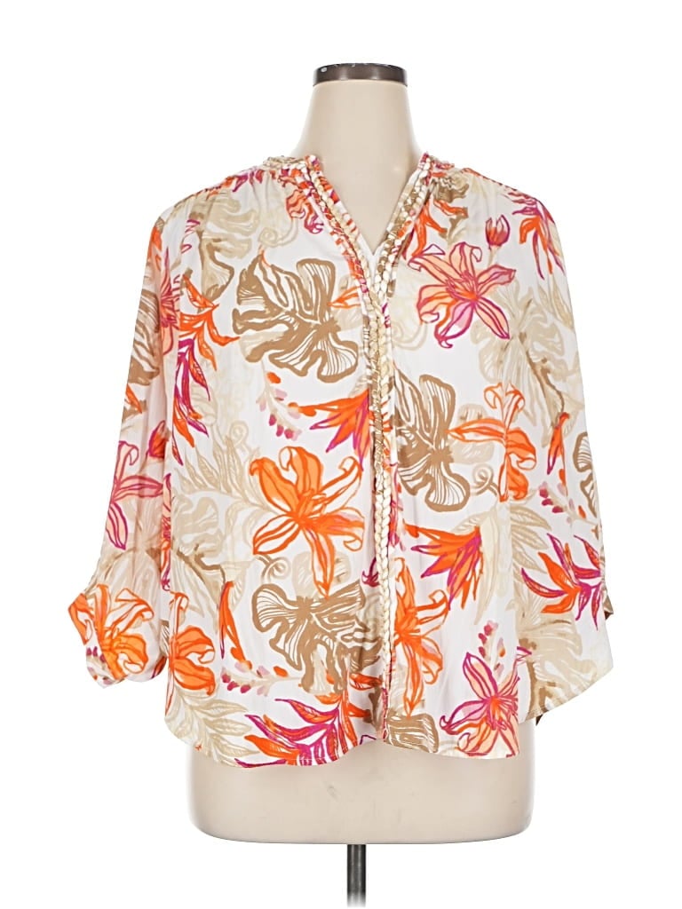 Pre-owned Chico's 3/4 Sleeve Blouse In White