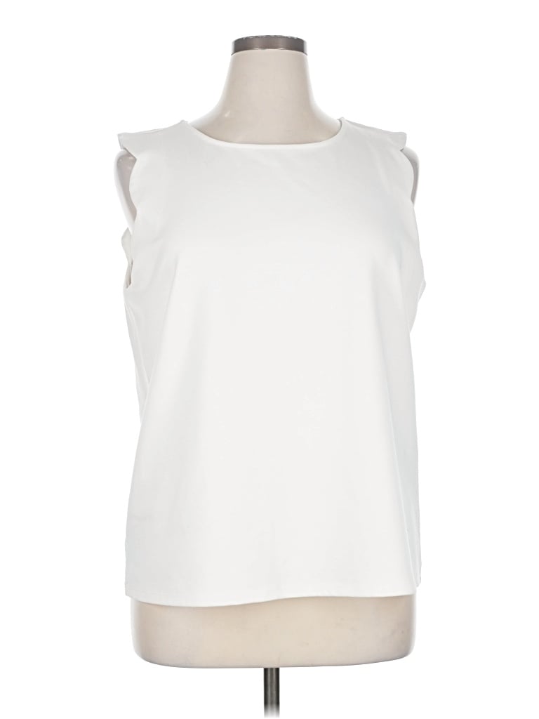 Pre-owned Ann Taylor Factory Sleeveless Blouse In White