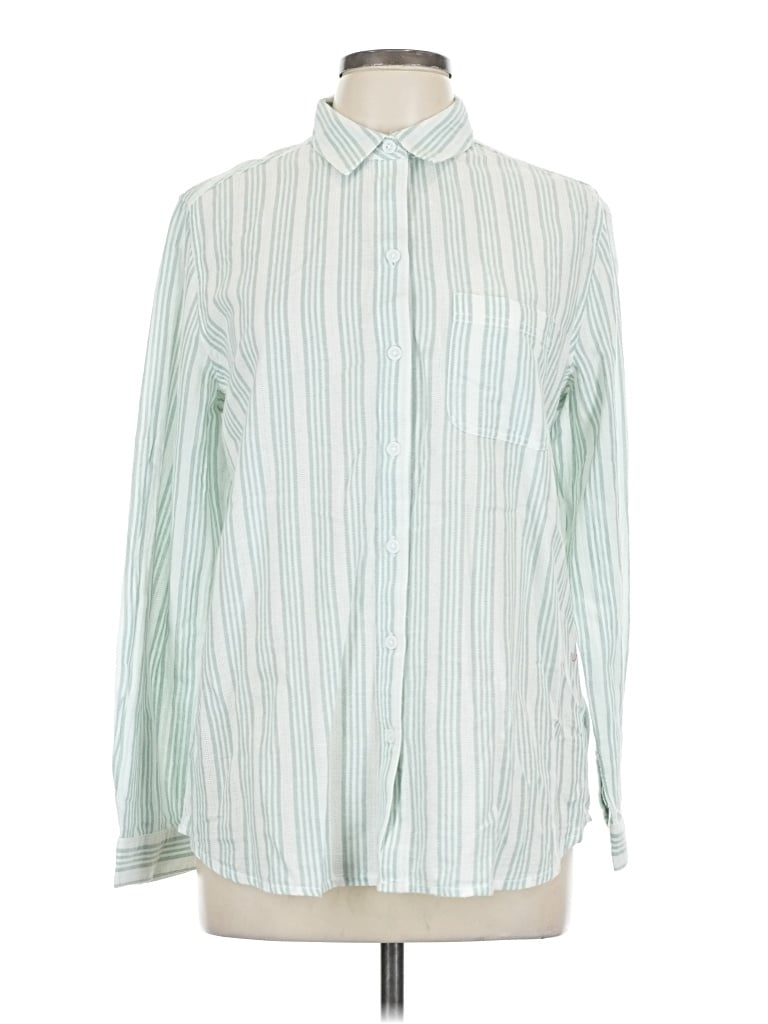 Beachlunchlounge Long Sleeve Button Down Shirt In Green