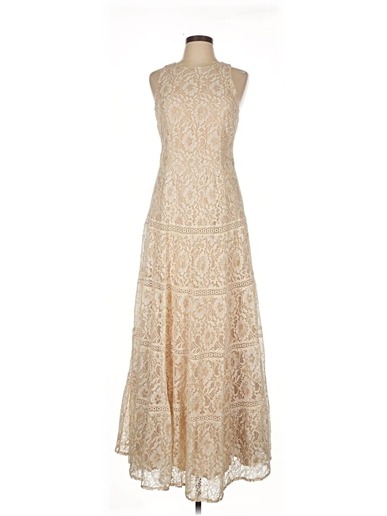 Pre-owned Champagne & Strawberry Cocktail Dress In Brown